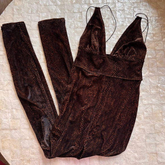 FREE PEOPLE VELVET ANIMAL PRINT CATSUIT NEW sz XS snake leopard jumpsuit - Picture 4 of 11